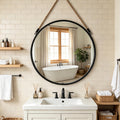 24" Round Wall Mirror with Jute Rope, Circle Hanging Mirror for Wall