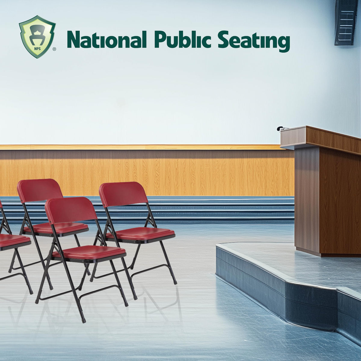 800 Series Steel Frame Premium Light Weight Plastic Seat and Back Stacking Folding Chair with Double Brace, 480 lbs