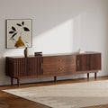 78.7" Mid Century Modern TV Stand for 90 inch TV , Walnut | TV Console with 2 Storage Cabinet & 2 Drawers