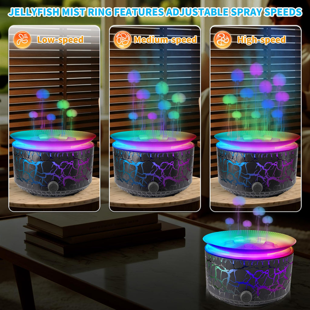 Jellyfish Aroma Diffuser 360ml, Essential Oil Diffuser with 5-Nozzle Adjustable Mist Speed, 7-Color Rainbow Light