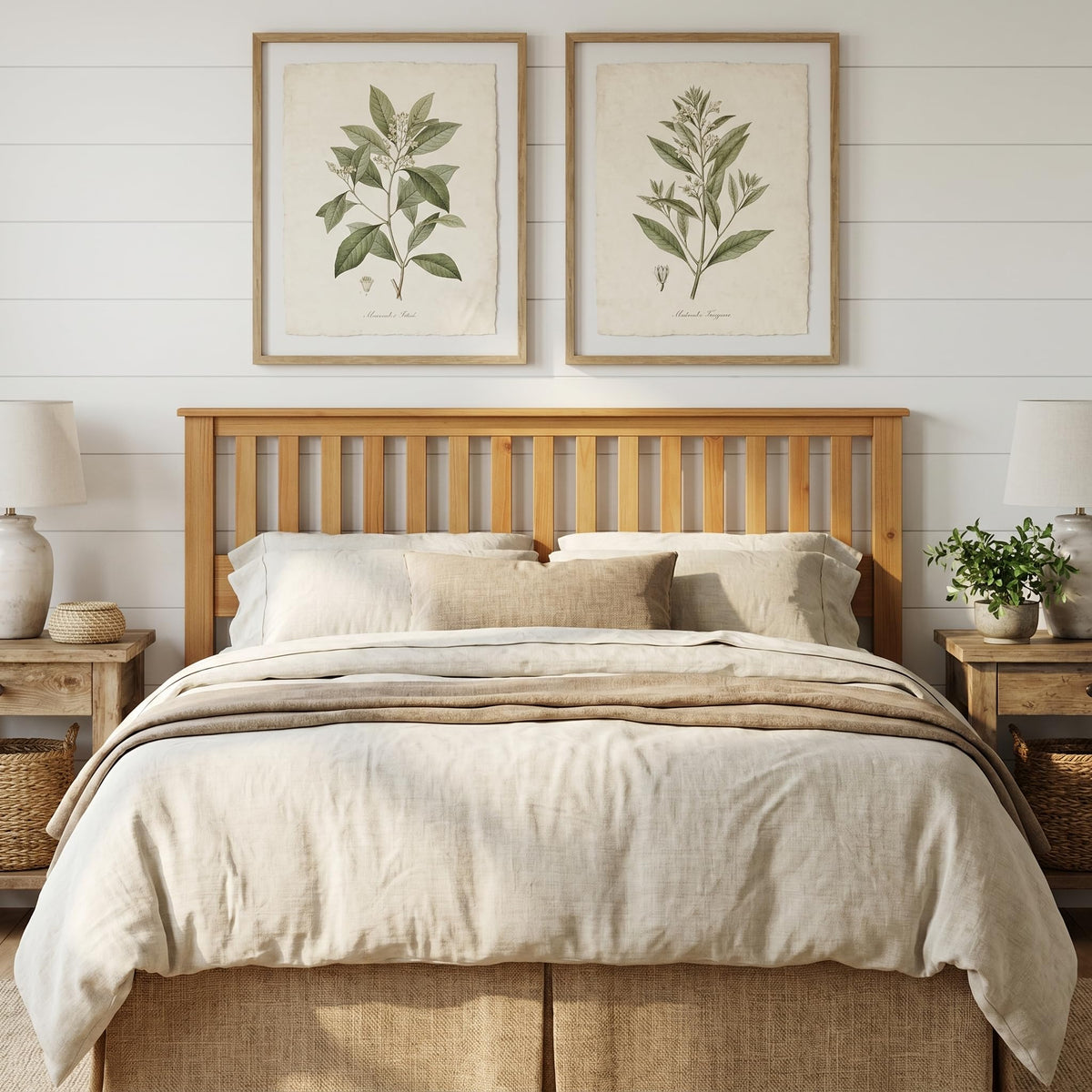 Serene Wood Panel Headboard with Mission Slats, Pine