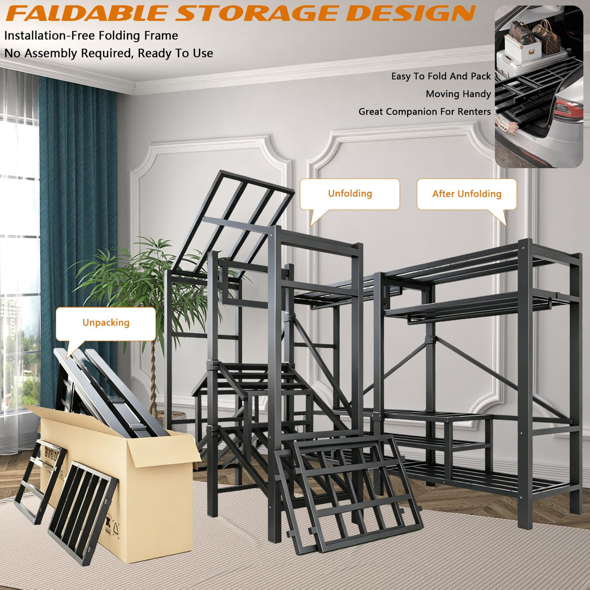 Portable Closet with Drawers Heavy Duty with Cover, KT-Black L:70.9in/180cm
