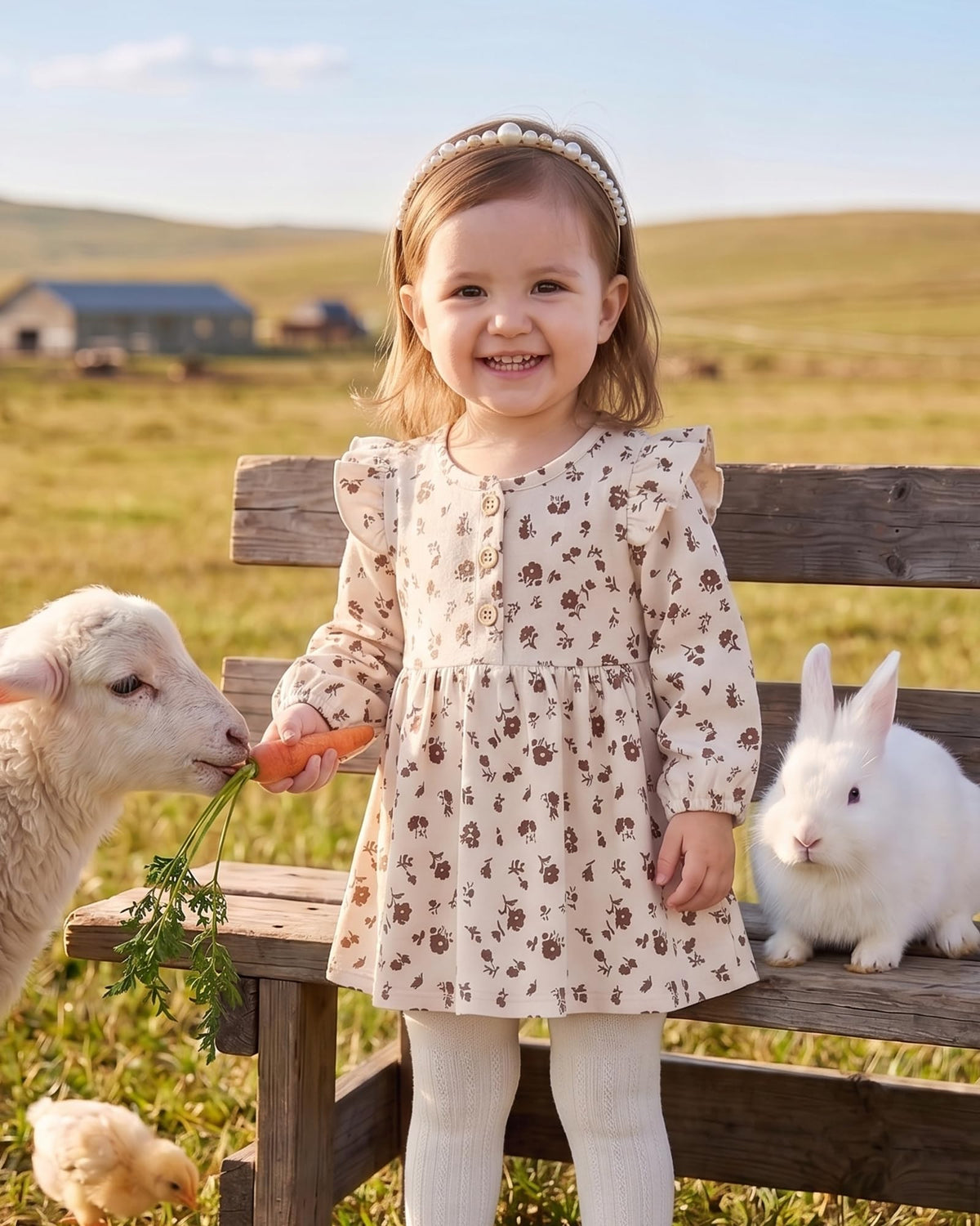 Toddler Dresses Fall Baby Girl Outfits Apricot Clothes