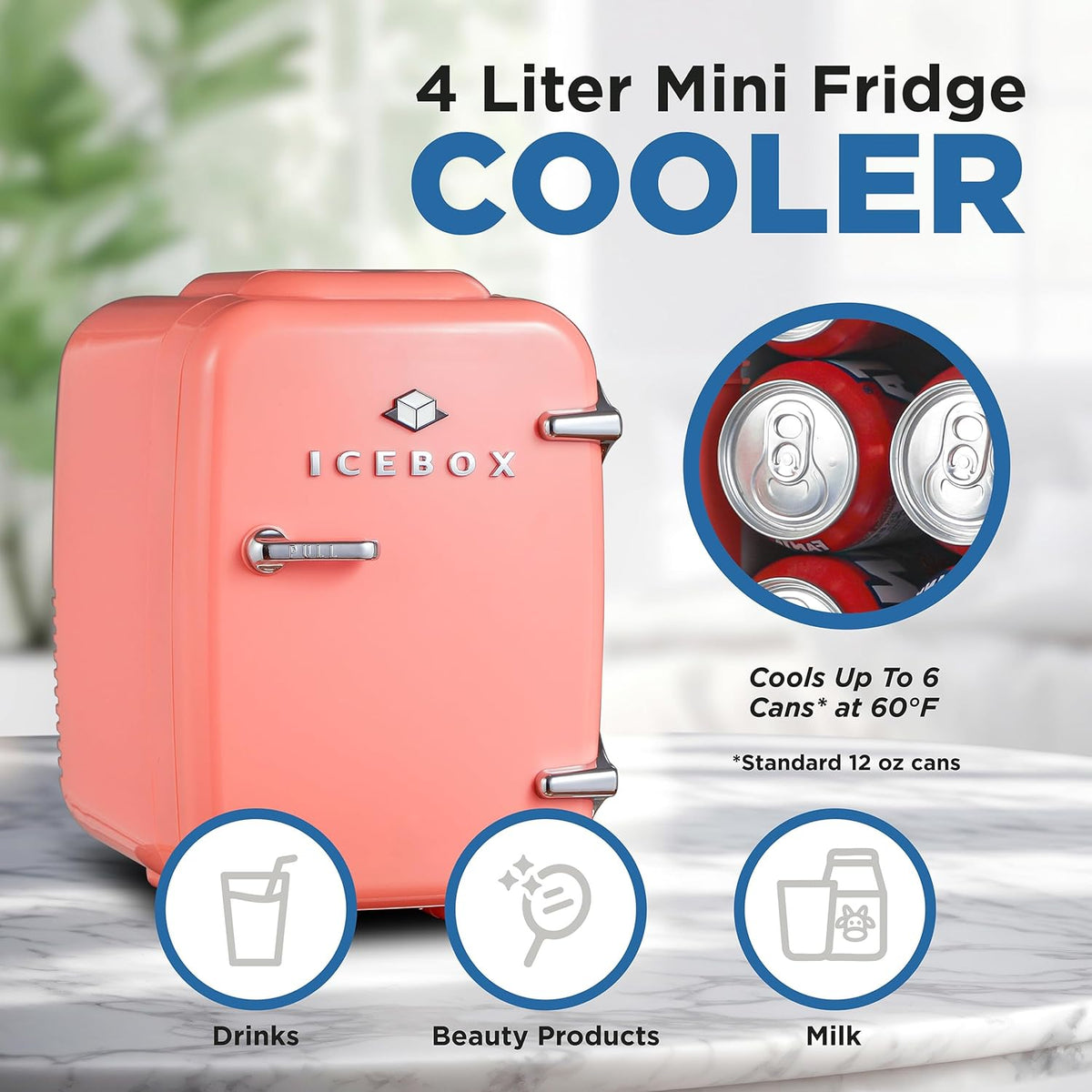 IBMF4BLS Mini Fridge For Bedroom, Skincare Refrigerator, Portable Cooler & Warmer for Makeup, for Office & Home, Mini