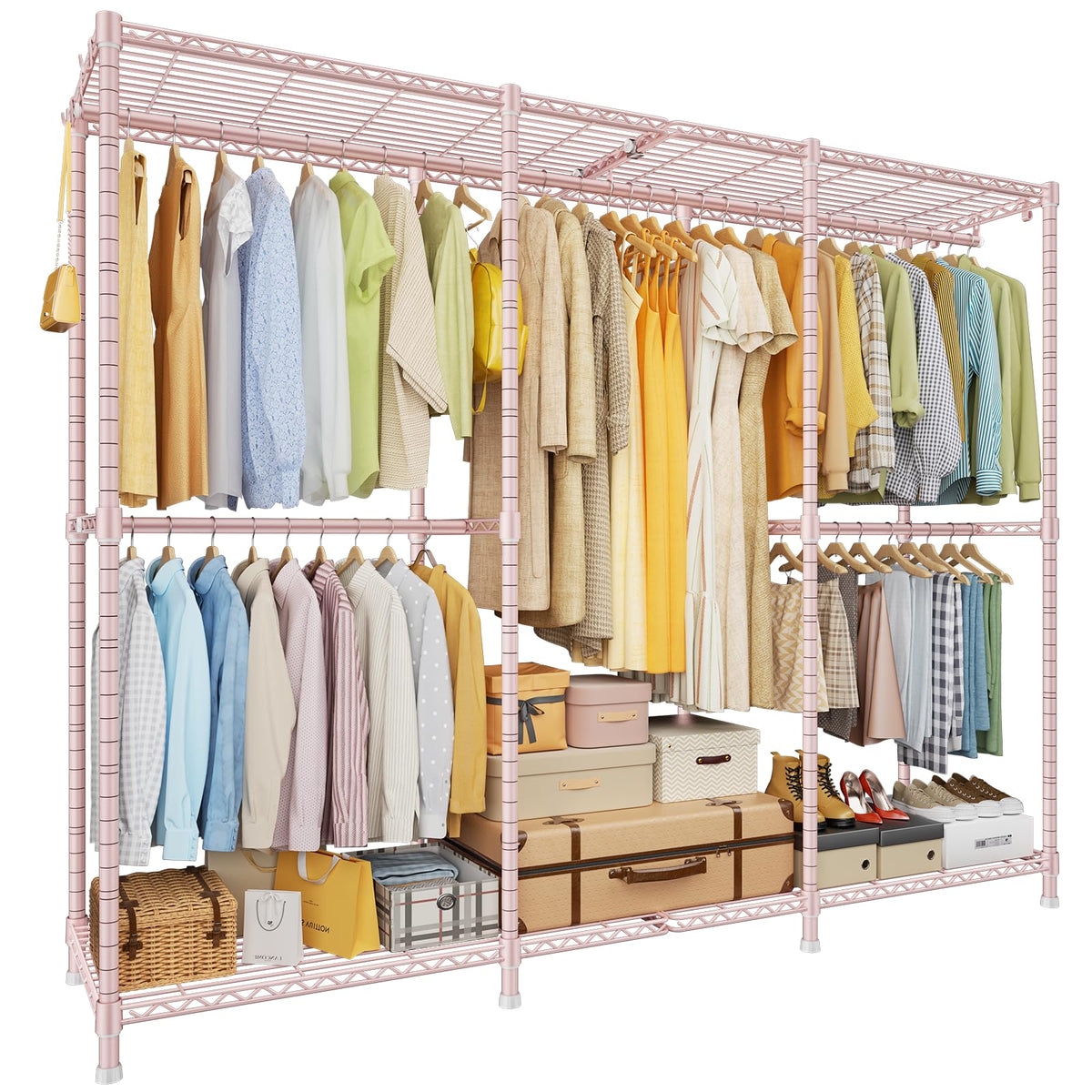 E14 Pro Heavy Duty Clothes Rack,Freestanding Clothing Racks for Hanging Clothes,Adjustable Closet Organizers and