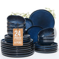 Stoneware Dinnerware Sets for 8, 24Pcs Ceramic Plates and Bowls Sets