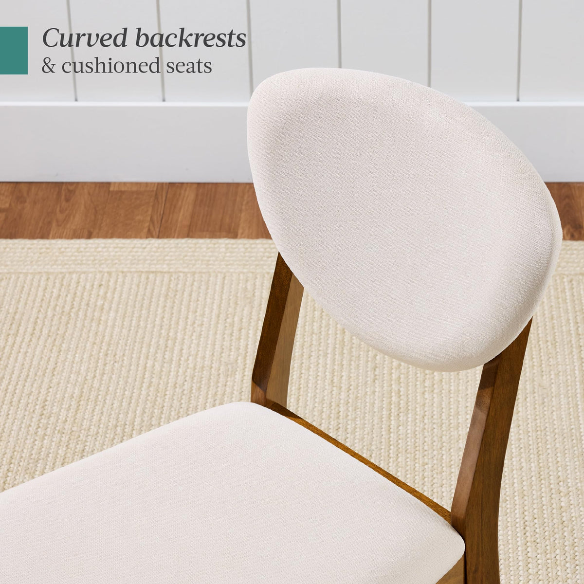Wooden Dining Chairs, Wood Mid-Century Modern Upholstered Side Chairs, Farmhouse Cushioned Dining Chairs Set of 4