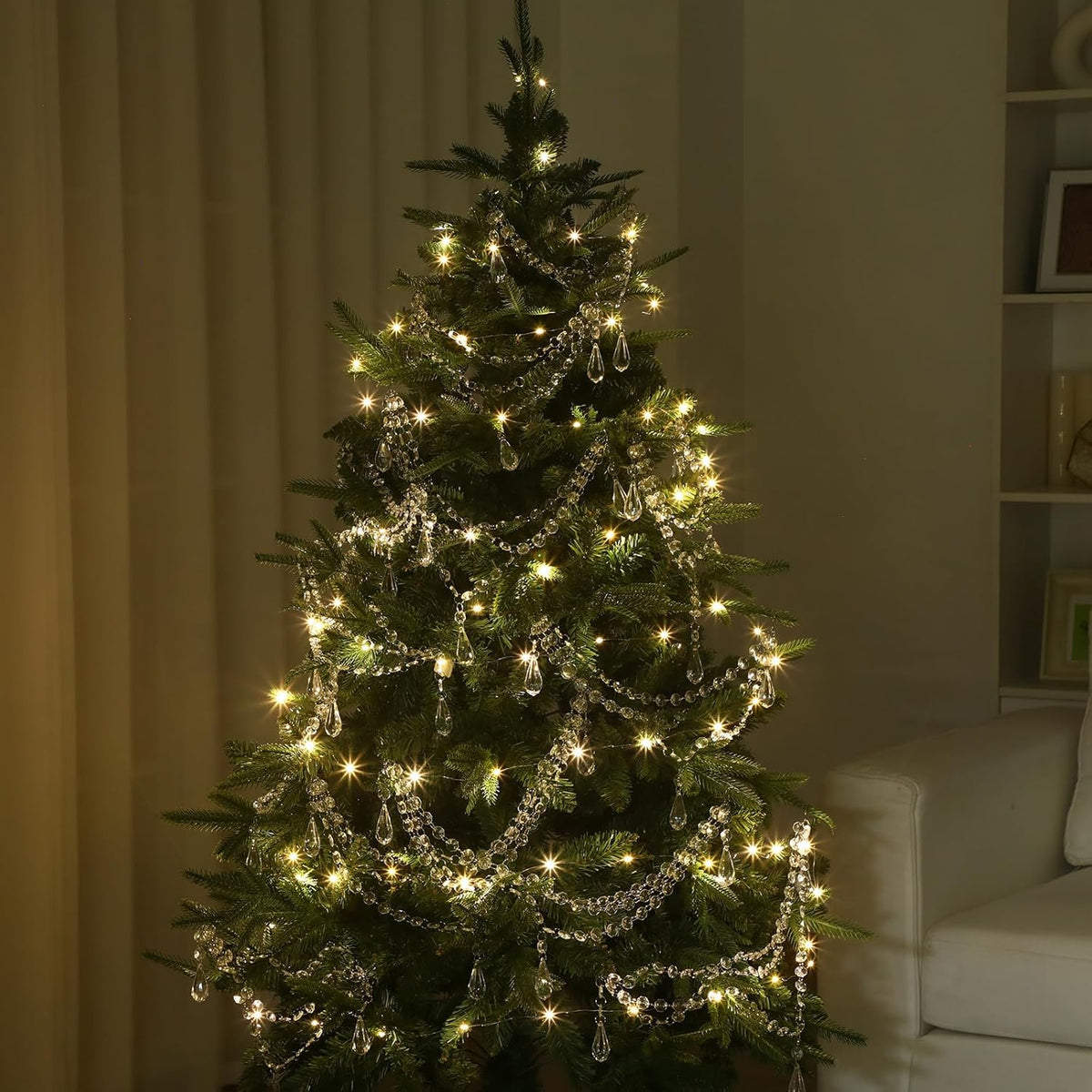 12 Pcs 3-Layer Crystal Garland for Christmas Tree 20in 16in 12in 3-Layer Acrylic Bead Garland Hanging Christmas