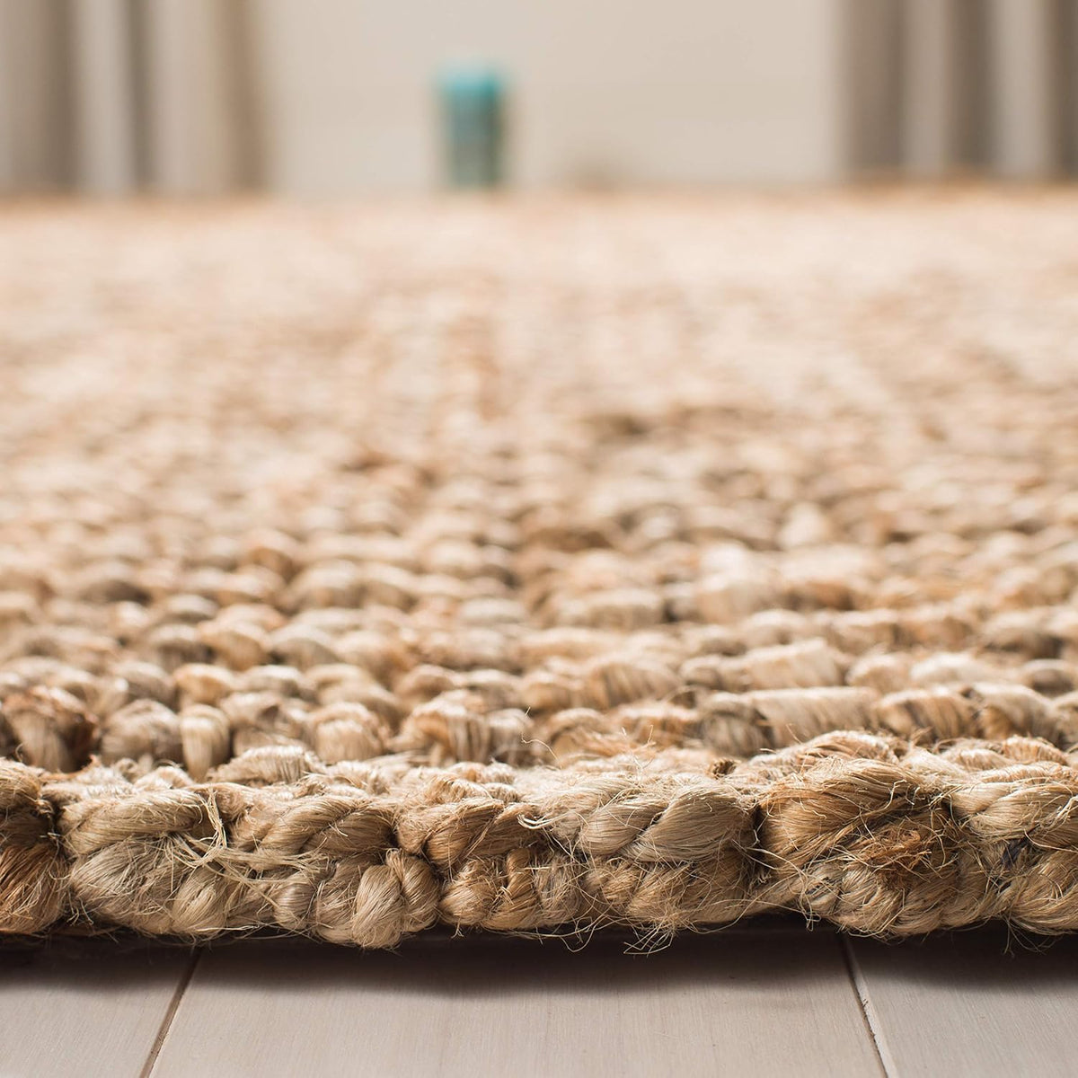 Natural Fiber Collection Runner Rug, Natural Brown, Handmade Jute, Farmhouse Style, Chunky Textured Thick