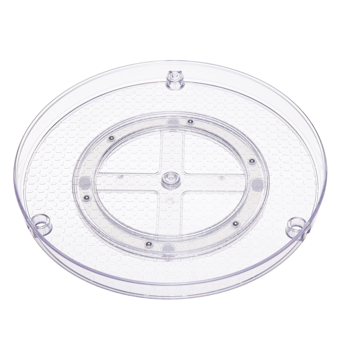 2 Tier Lazy Susan Turntable Organizer for Condiments, 12" Diameter, Clear