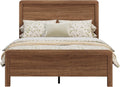 Wood Queen Bed Frame with Headboard & Footboard, Modern Fluted Wooden Platform Bedframe, Easy Assembly, Brown