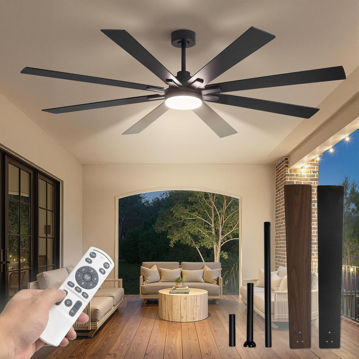 72" Ceiling Fan with Light & Remote