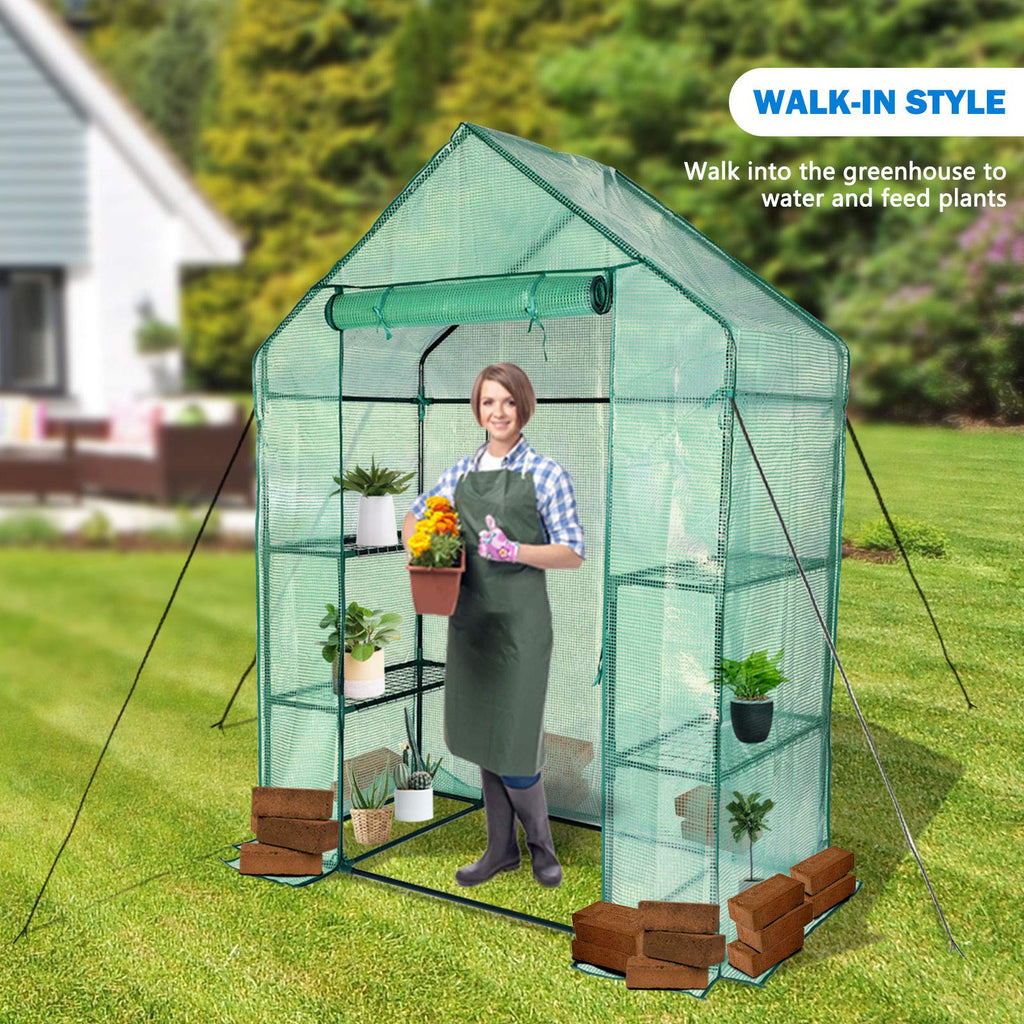 56x30x76 Portable Walk-in Greenhouse for Outdoors, Plant House with Shelves
