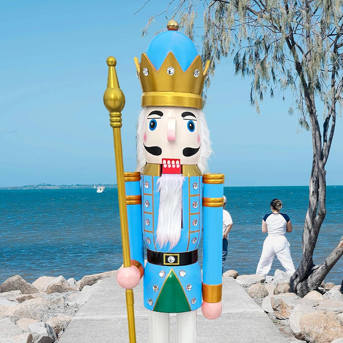 5FT Wooden Christmas Nutcracker King (5 feet, King Pastel Blue BK17)