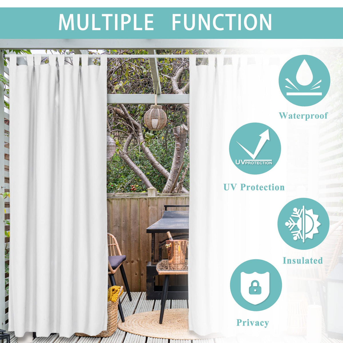 Sky Blue Outdoor Curtains 84W x 96L Gazebo Cabana Library Hotel Club Classroom Kidsroom Blackout Draperies Water