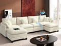 147" Modular Sectional Sofa with USB Charging Port, Water-Repellent Stain-Resistant Fabric, Deep Seat 6-Seat U Shaped