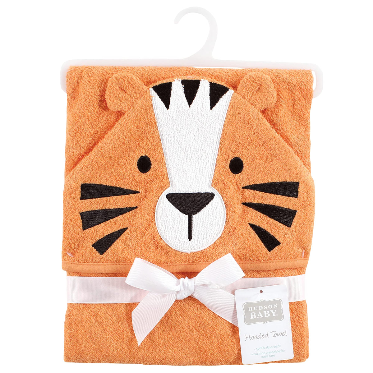 Unisex Baby Cotton Animal Face Hooded Towel, Tiger, One Size