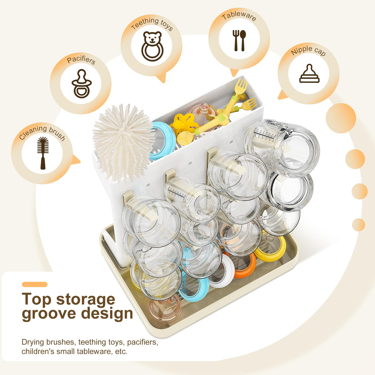 Vertical Baby Bottle Drying Rack, Space-Saving Countertop Storage Stand, BPA-Free Organizer for Baby Bottles and