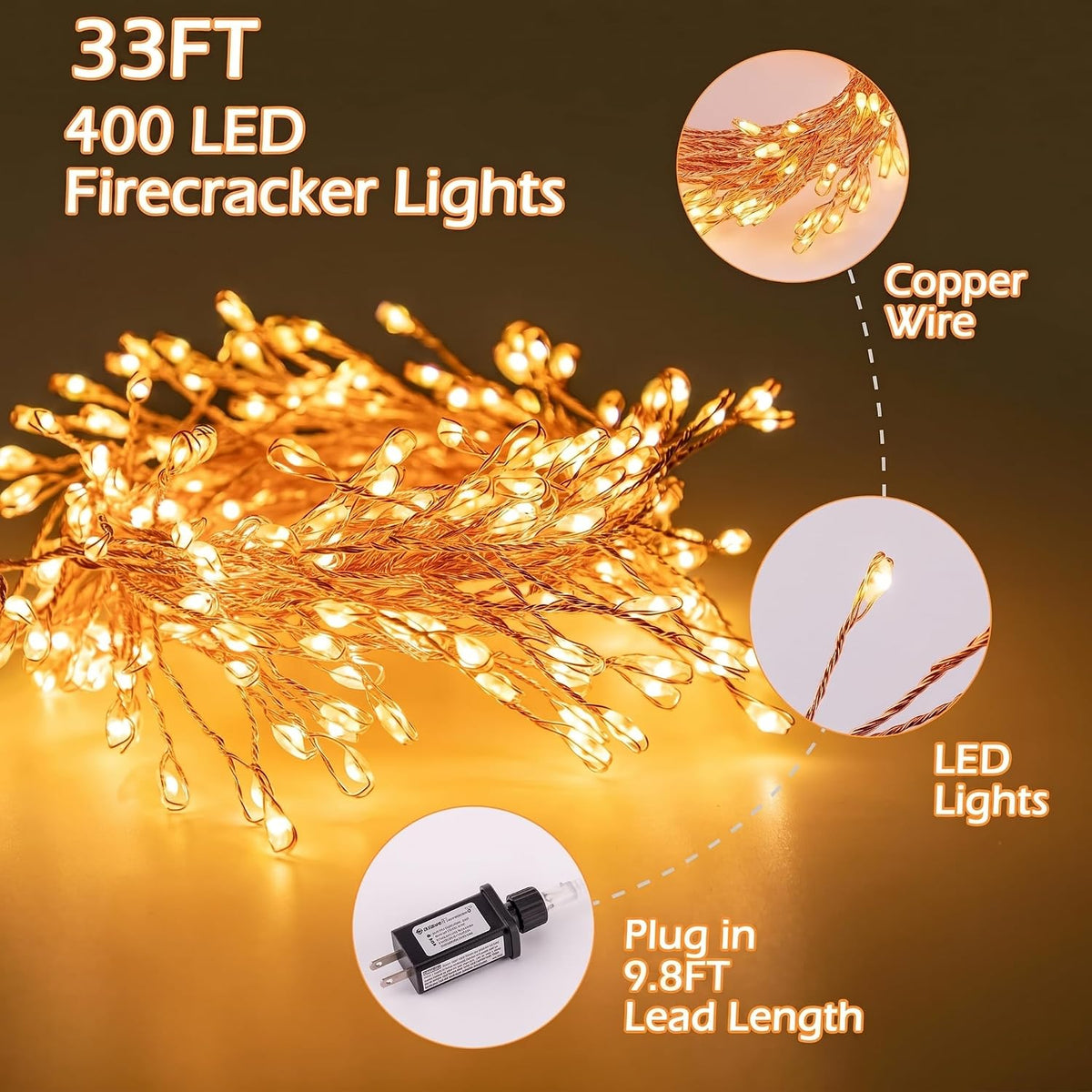 Fairy Lights Plug , String Lights for Christmas Tree Decoration