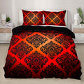 King Crimson Victorian Motifs Bedding Set with 2 Pillowcases, 3 Pieces Featuring 1 Duvet Cover, Soft Microfiber Rich