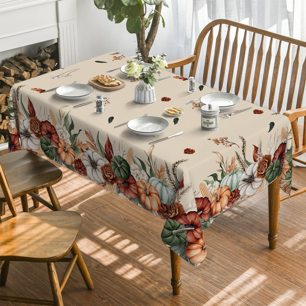 Fall Tablecloth 60 x 104 Inch Rectangular Flower Autumn Harvest