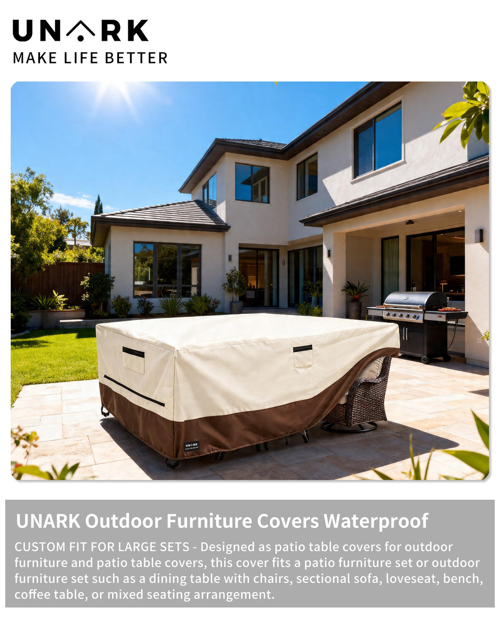 Outdoor Furniture Covers Waterproof Furniture Set, Heavy Duty 600D Table Cover for Dining Set, Sofa & Chair Outdoor