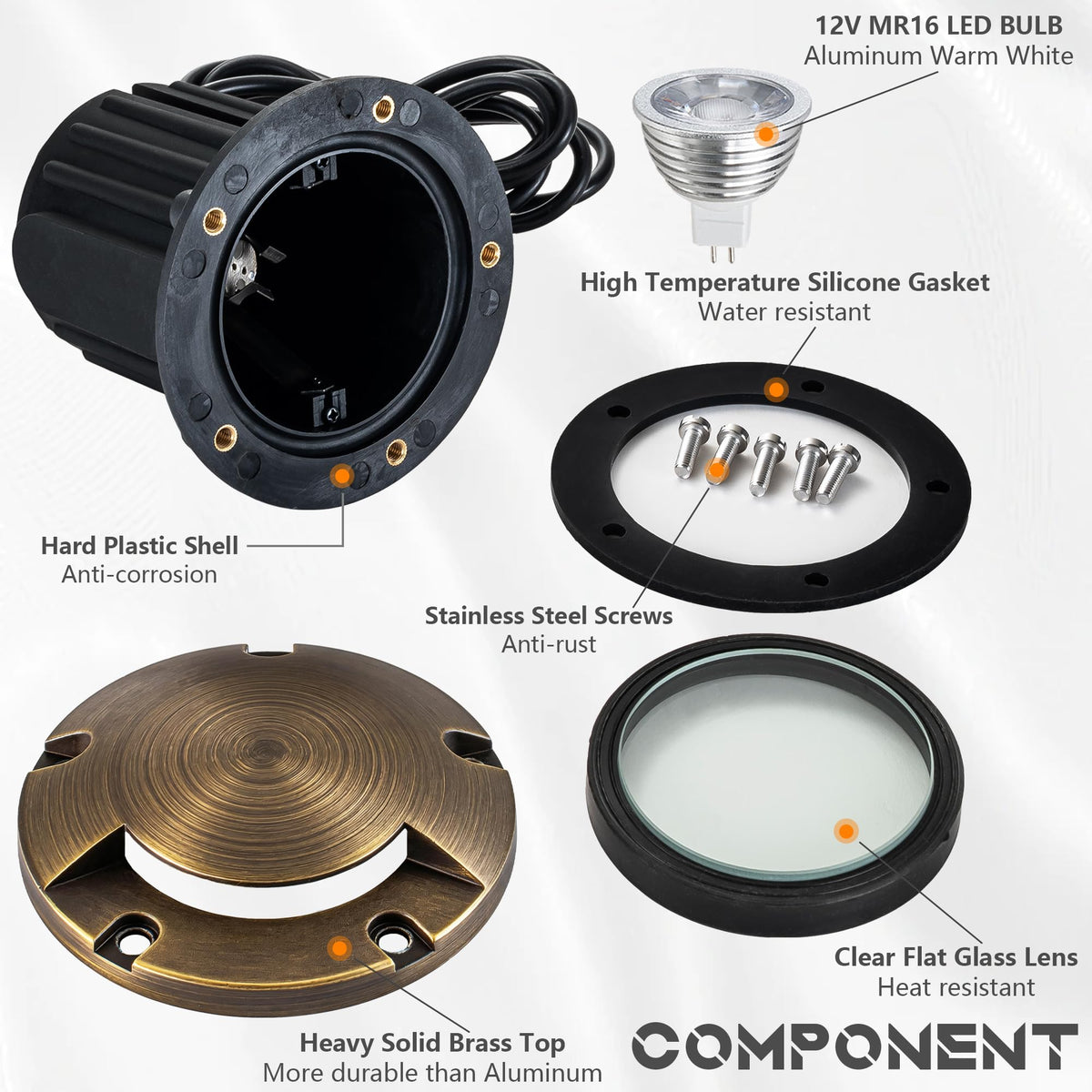 Brass Low Voltage Well Lights Landscape Lighting LED 12V Outdoor In Ground Lights Landscape Lights for Deck