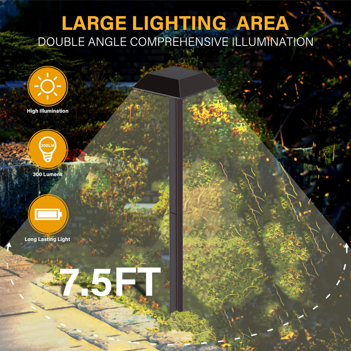 300 LM Solar Landscape Lights Outdoor, Pathway Light 2 Color Modes, 4 Pack