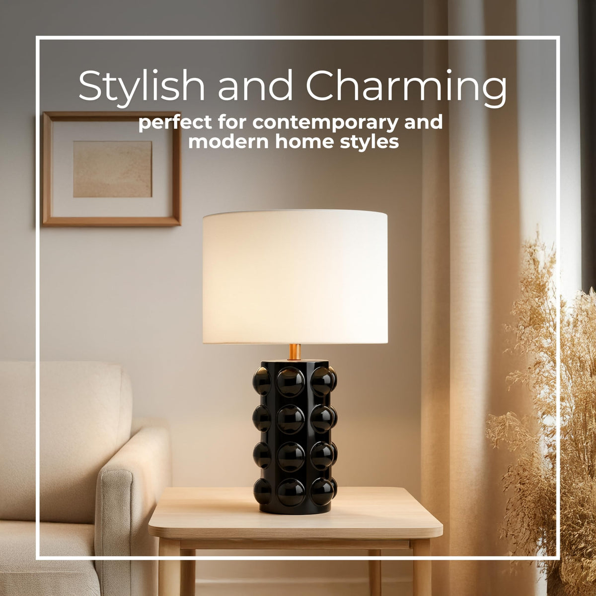 Inspired Nelson Style Ceramic Table Lamp with Bubble Base Decor - Decorative Indoor Lighting, Bedside, and Nightstand Decor - Functional