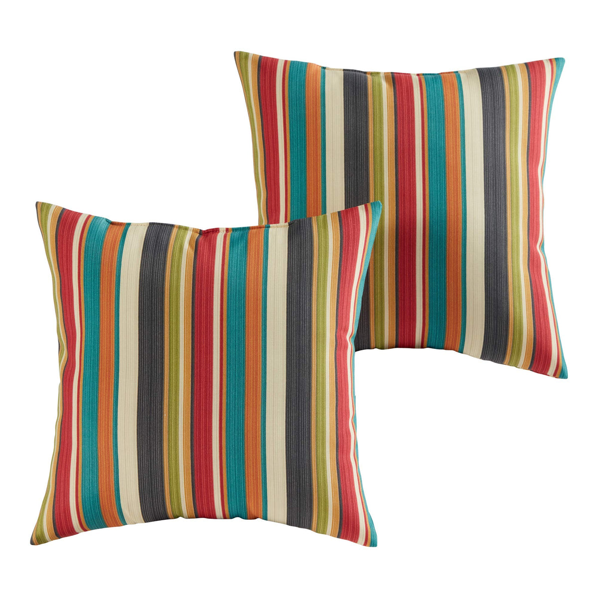Outdoor 17-inch Square Decorative Throw Pillow, 2-Pack, Adobe Stripe