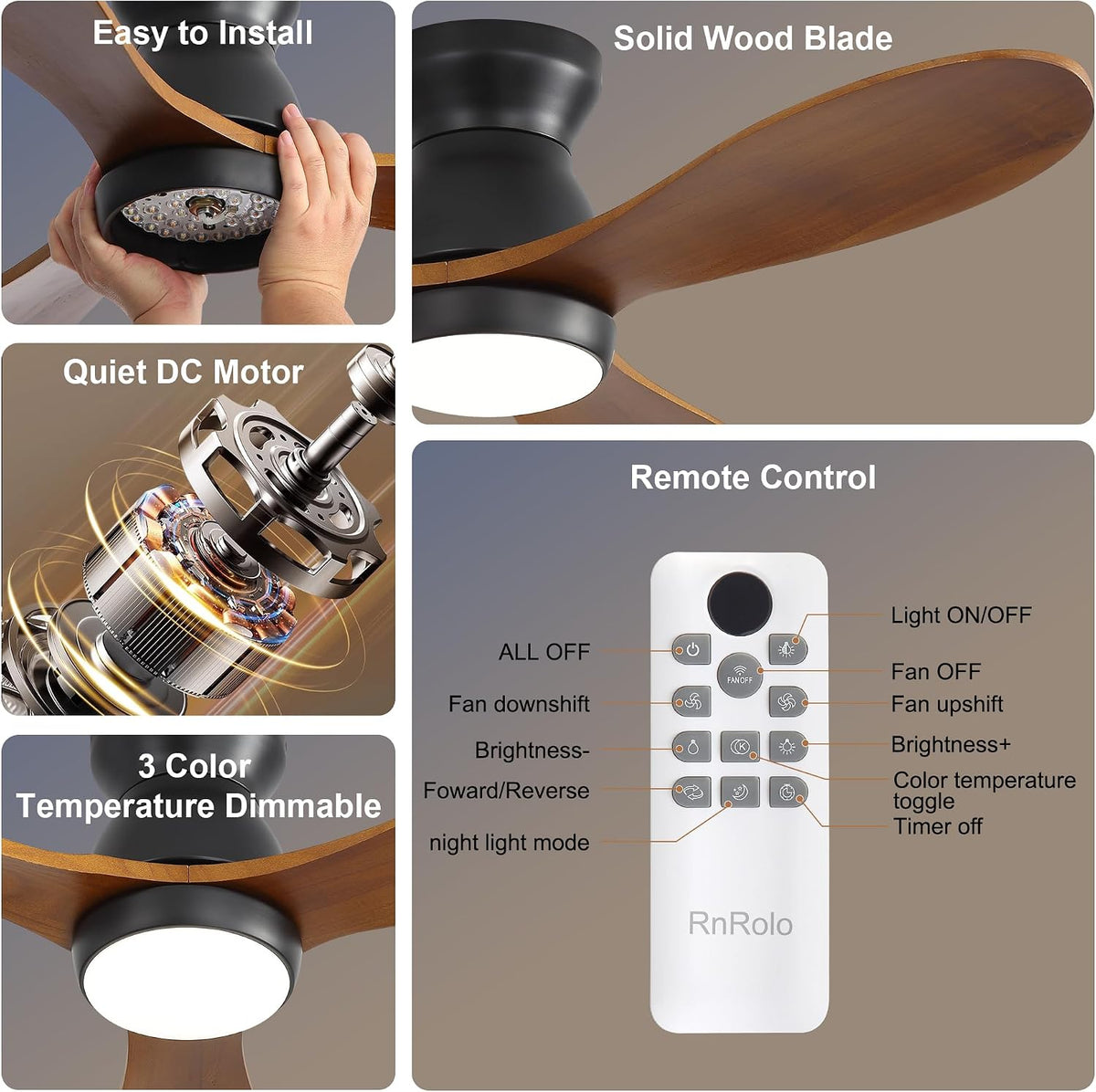 42" Ceiling Fan with Light & Remote