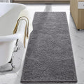 Luxury Bathroom Rug Shaggy Bath Mat 24 x 60 Inch, Gray | Washable Non Slip Bath Rugs Shower, Soft Plush Chenille