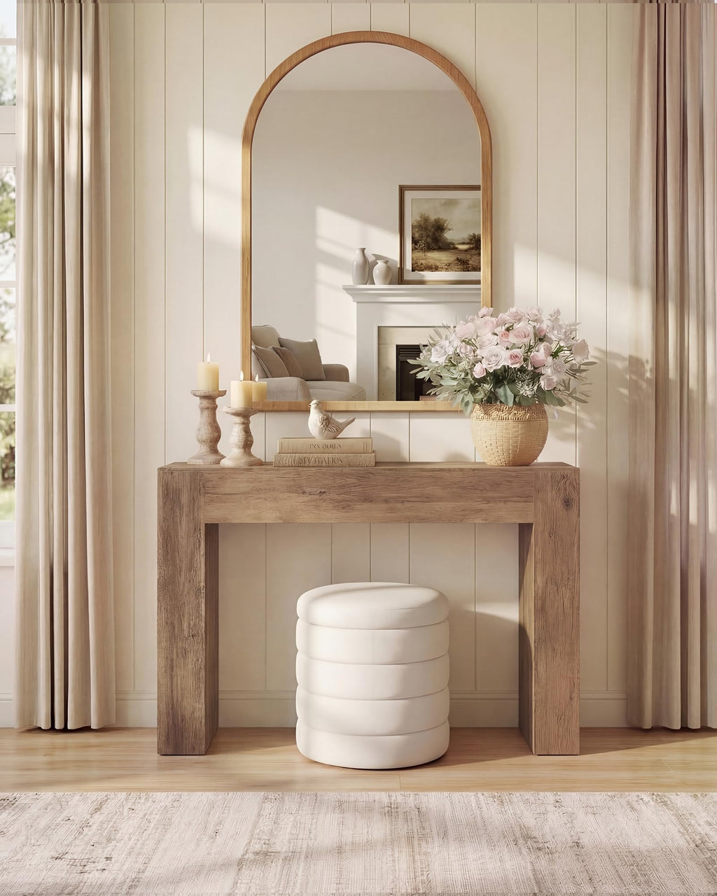 47.2 Inches Entryway Table, Thick Tabletop Console Table, Farmhouse