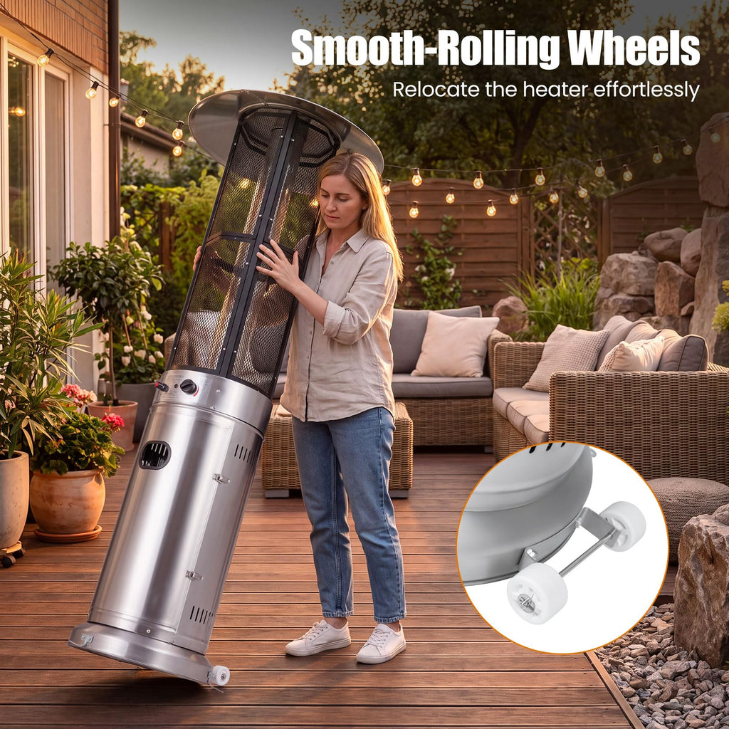 Propane Patio Heater with Wheels, Easy Ignition, 34, 000 BTU