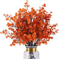 Artificial Fall Flowers Real Touch Babys Breath Fake Orange Flowers - Set of 8