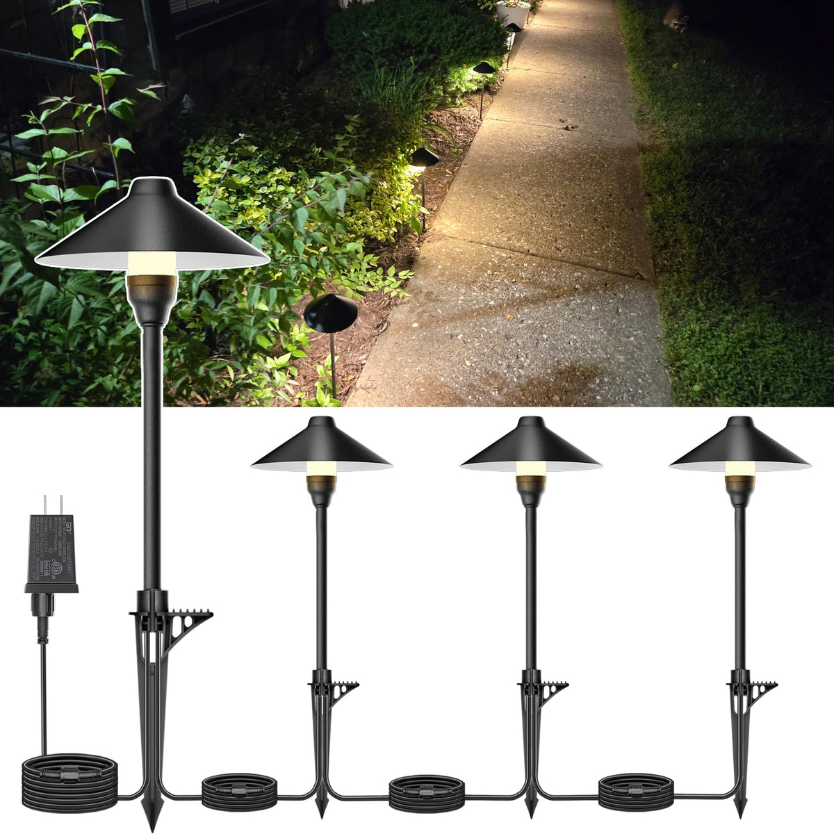 Low Voltage Pathway Lights with Timer, Plug in Landscape Path Light