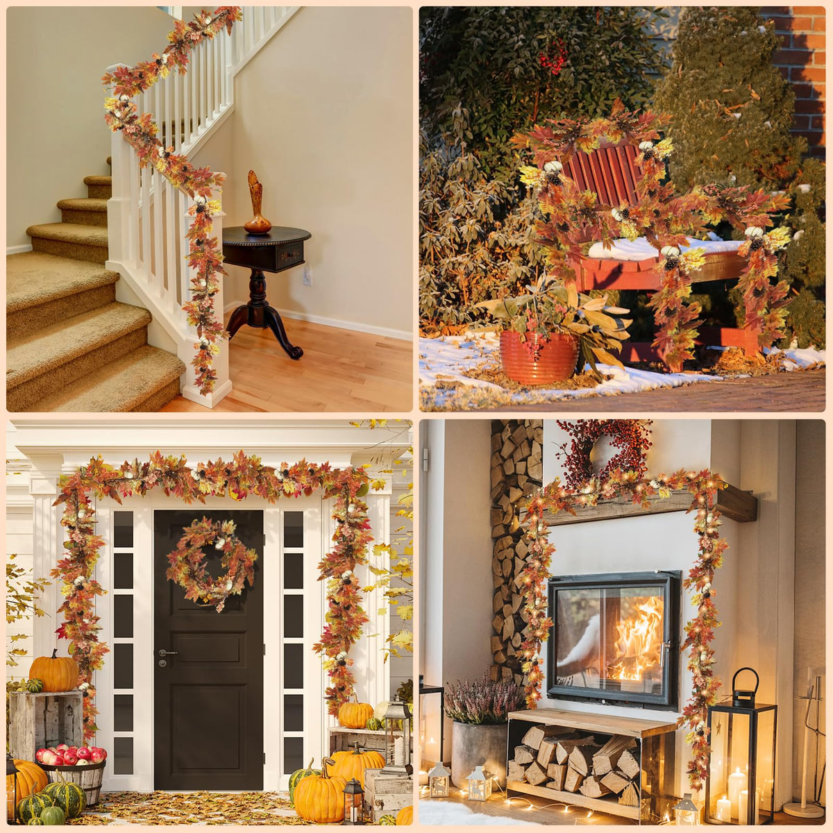 Fall Garland - 6 Ft Maple Leaf Pumpkin Berry Garland