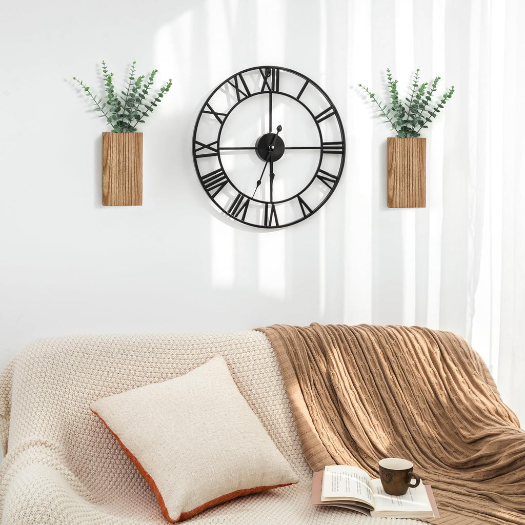 2 Pack Wall Planter Vase with Fake Eucalyptus Plants for Wall Decor