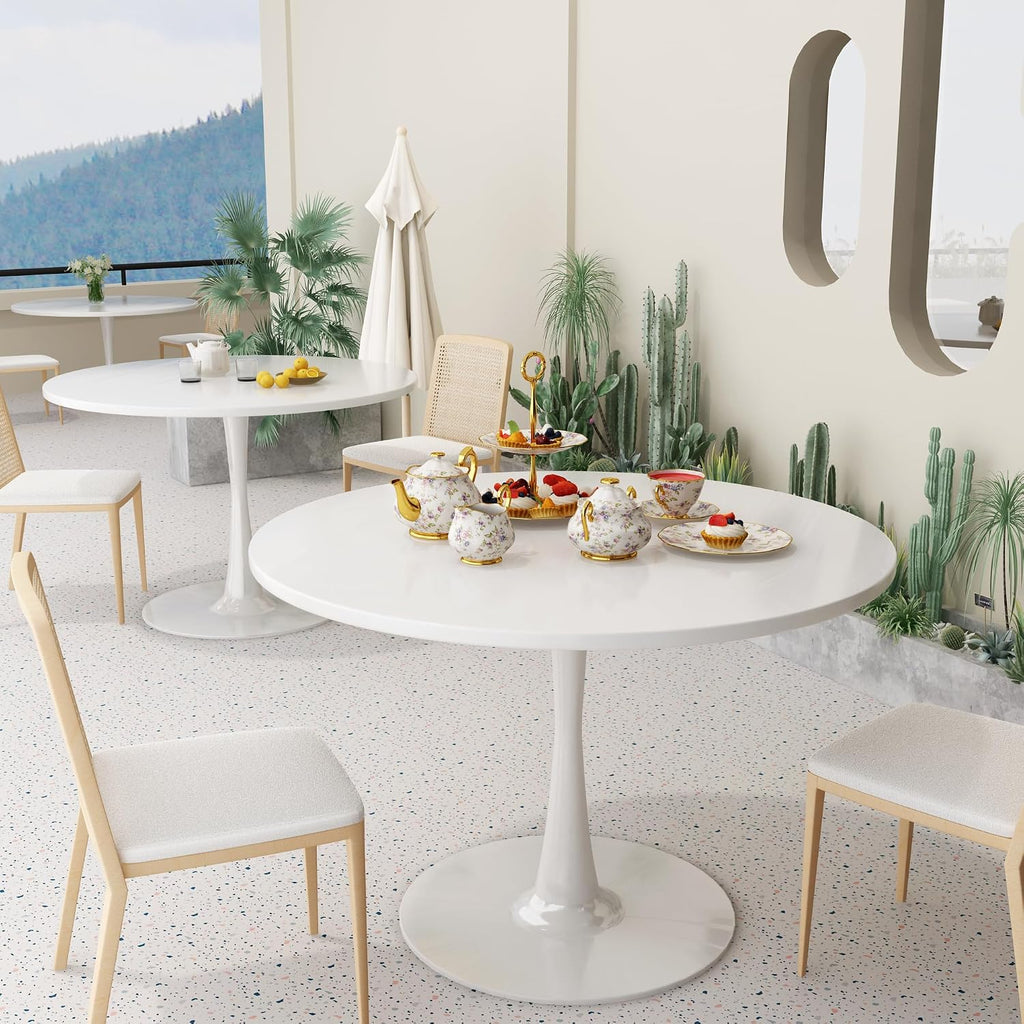 Tulip Round Pedestal Dining Table — White