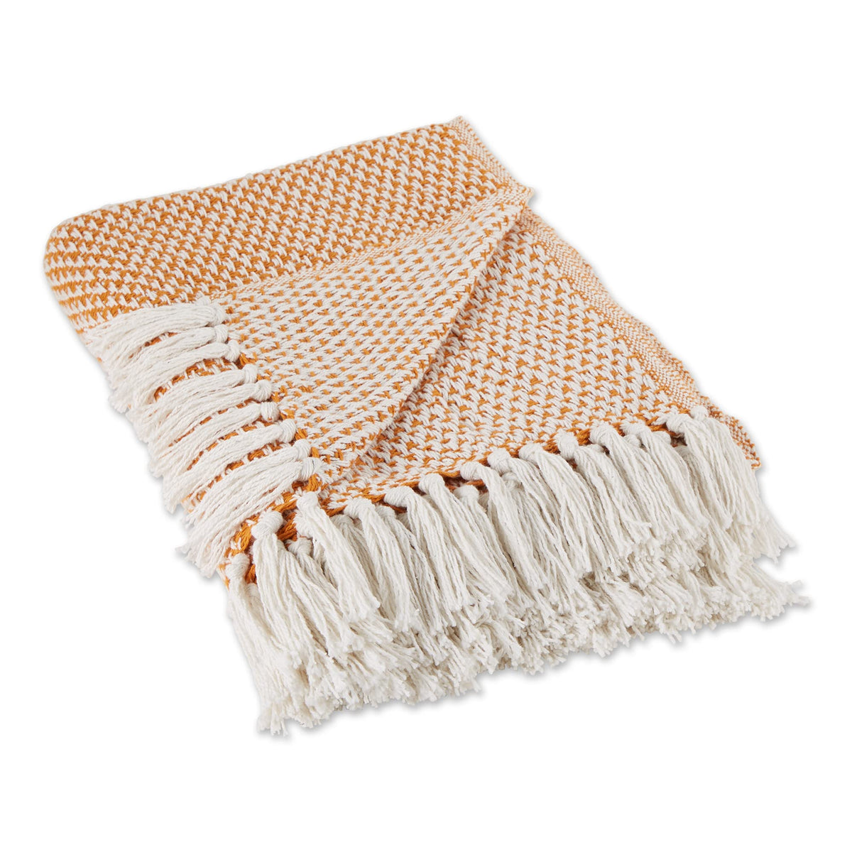 Woven Throw Collection 100% Cotton, Basketweave, 50x60, Pumpkin Spice