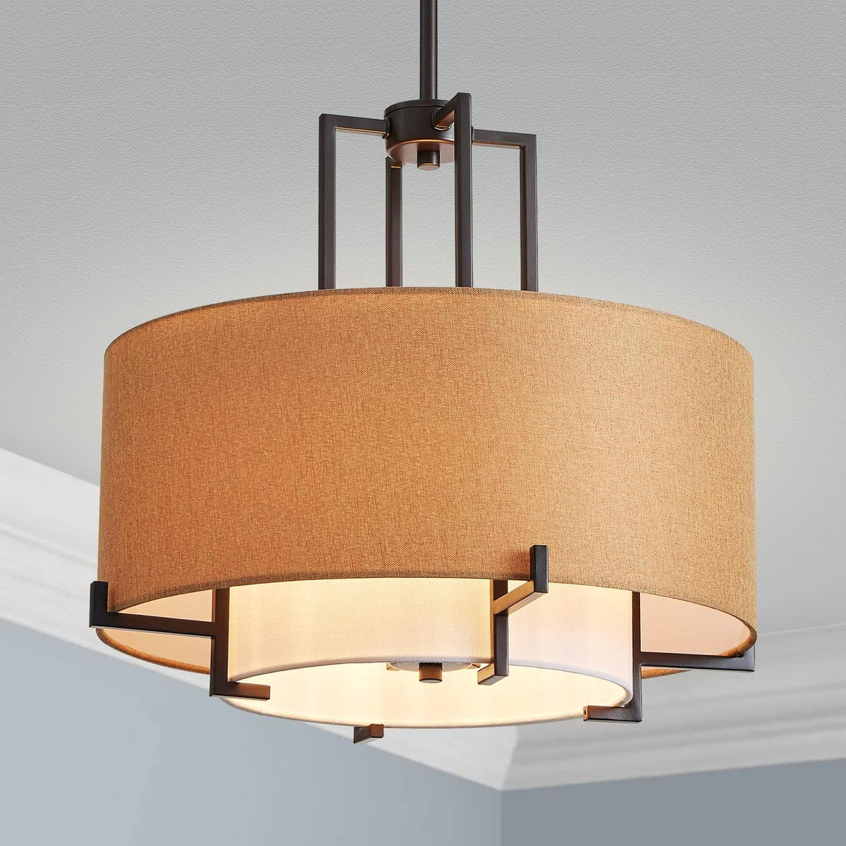 Modern Drum Chandelier Light Fixture for Dining Rooms and Living Areas