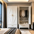 71" H White Closet,Armoire Wardrobe Closet,Metal Wardrobe Closet with Doors and Shelves,Large Wardrobe Closet