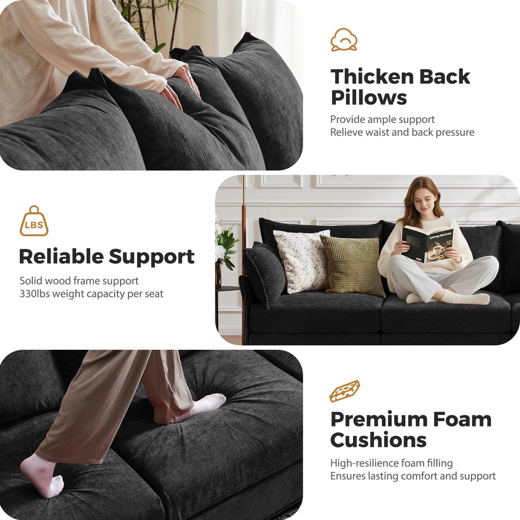 136.4" Modular Sleeper Sofa Bed, U Shaped Sectional Couch with Movable Stroage Ottoman, Large 8 Seat Corner Couches