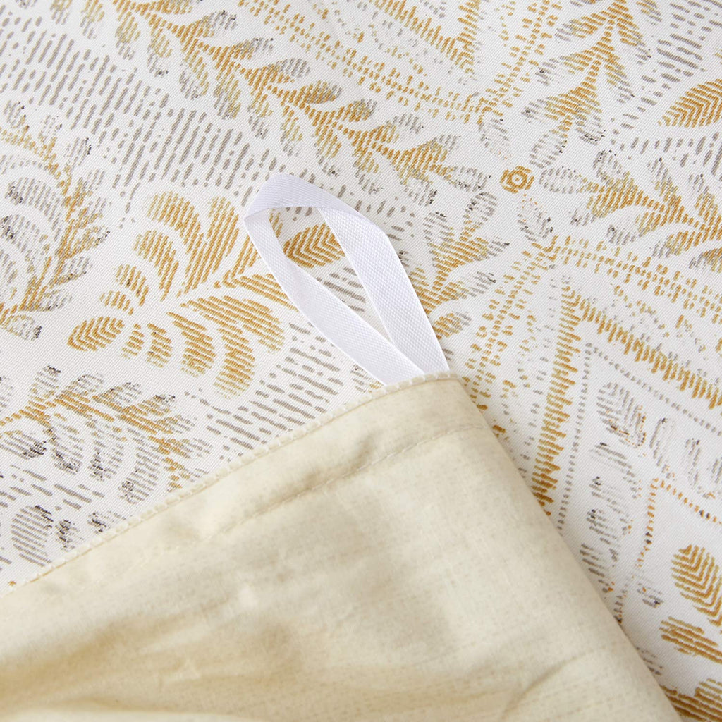 Duvet Cover Set Full Size Paisley Bedding 100% Cotton Ultra Soft Gold Classy Luxurious Bedding with Hidden Zipper
