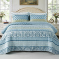 Quilt Set, Blue Paisley Floral, Cotton Blend, 68" x 86"
