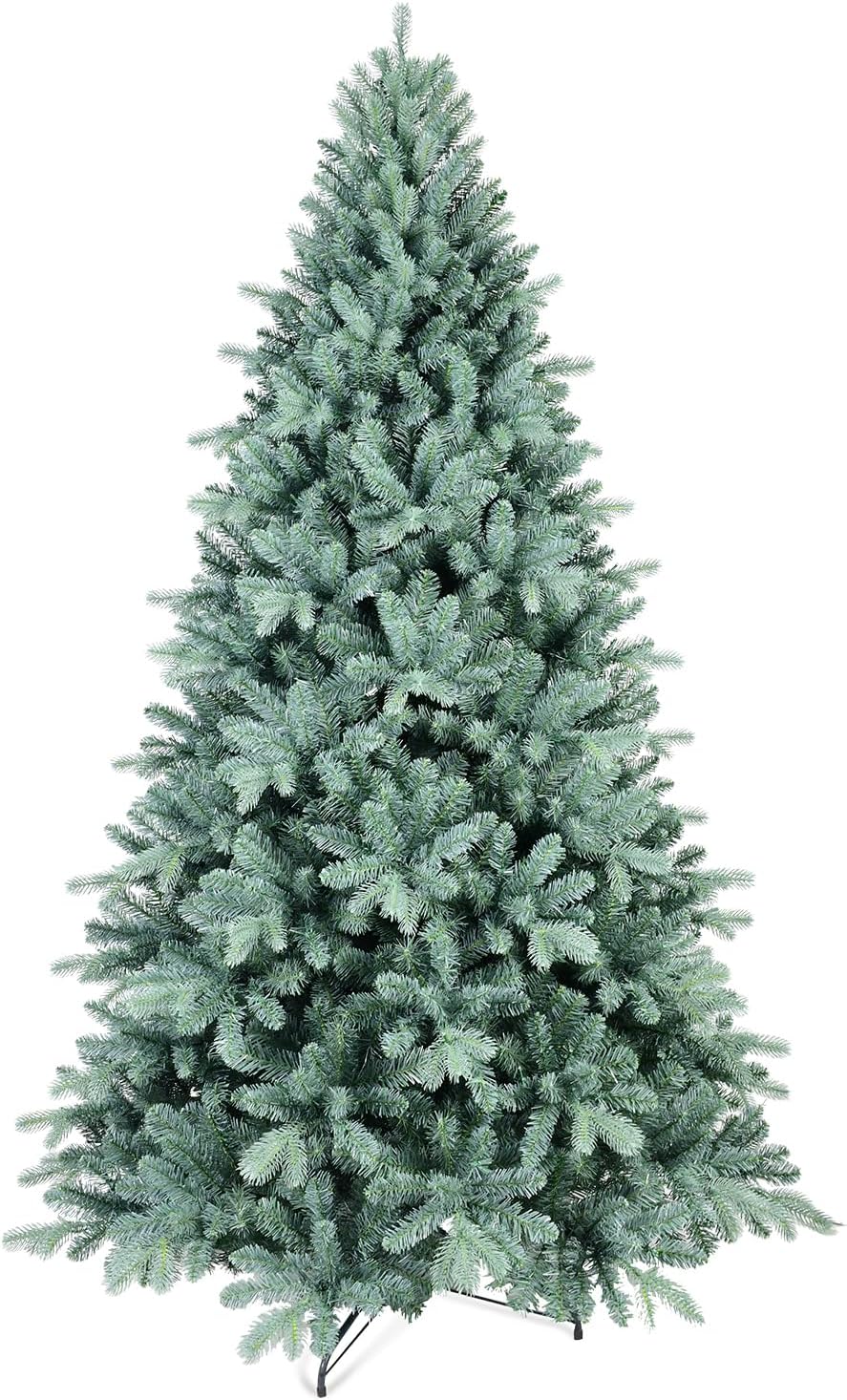 8FT Blue Spruce Artificial Christmas Tree, Premium Unlit Christmas Tree with 2458 PE/PVC Branch Tips, Memory Wire