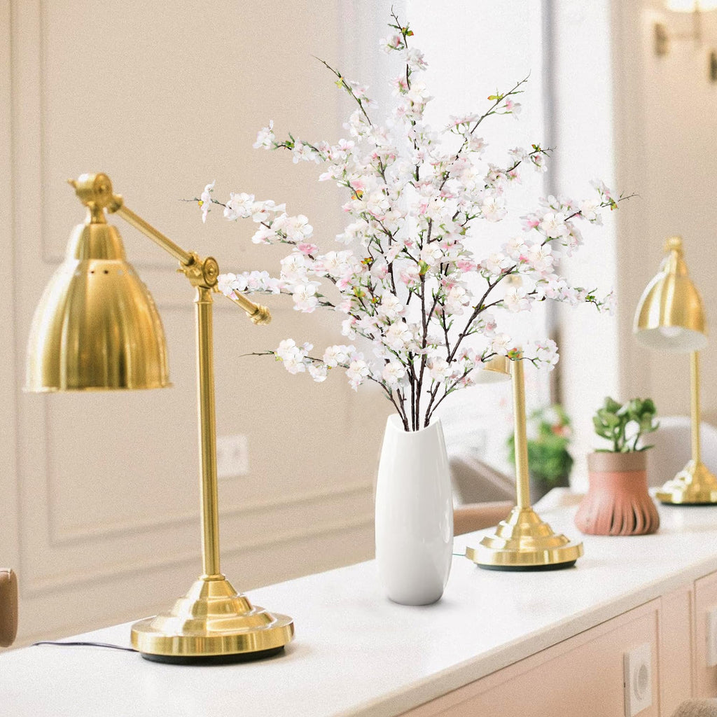 Artificial Cherry Blossom Flowers 4 Pcs Faux Cherry Blossom Stems Faux Silk Cherry Blossom Branches 43'' Fake Flowers