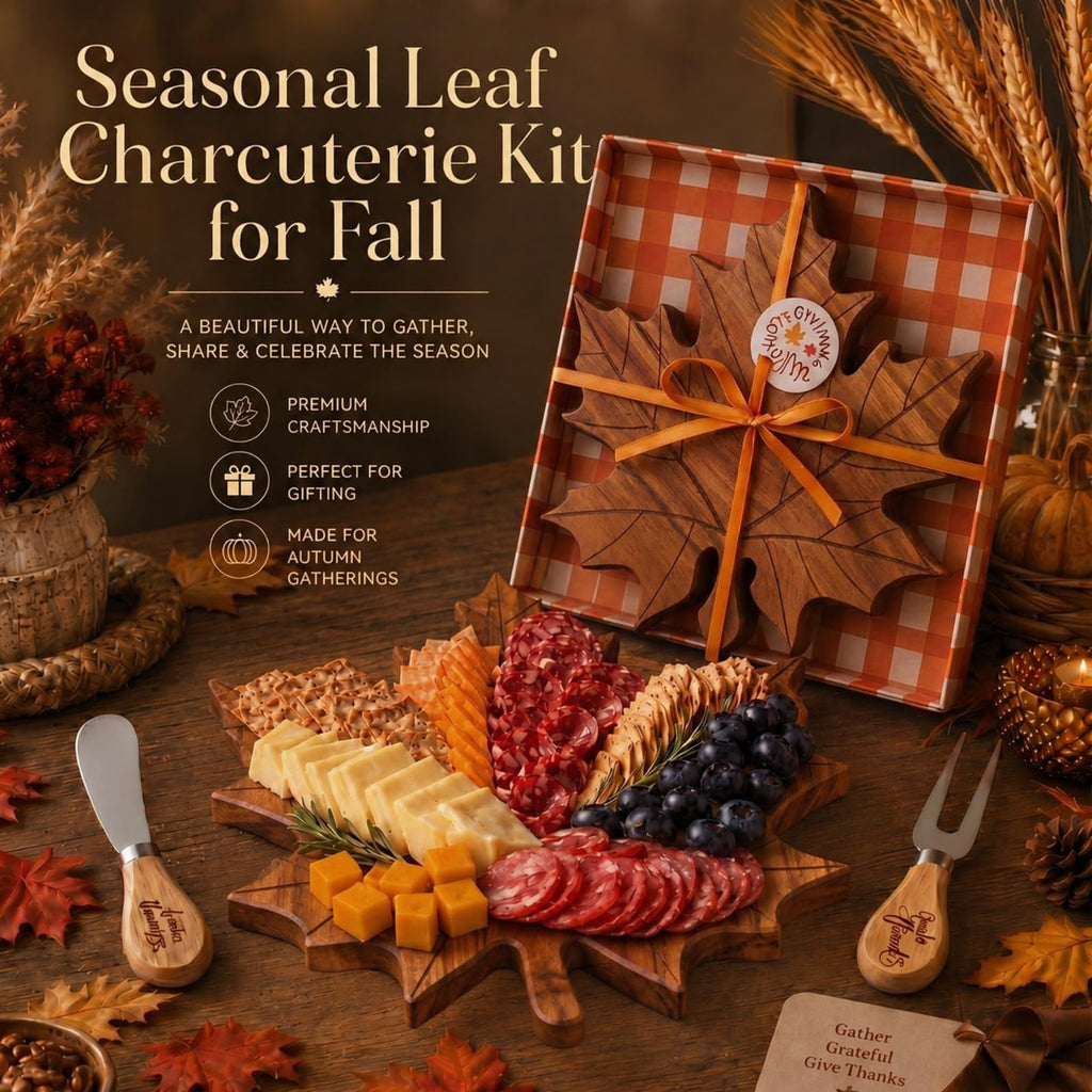 1 Set Fall Maple Leaf Mini Charcuterie Board Gift, 8.3 x 7.5 in