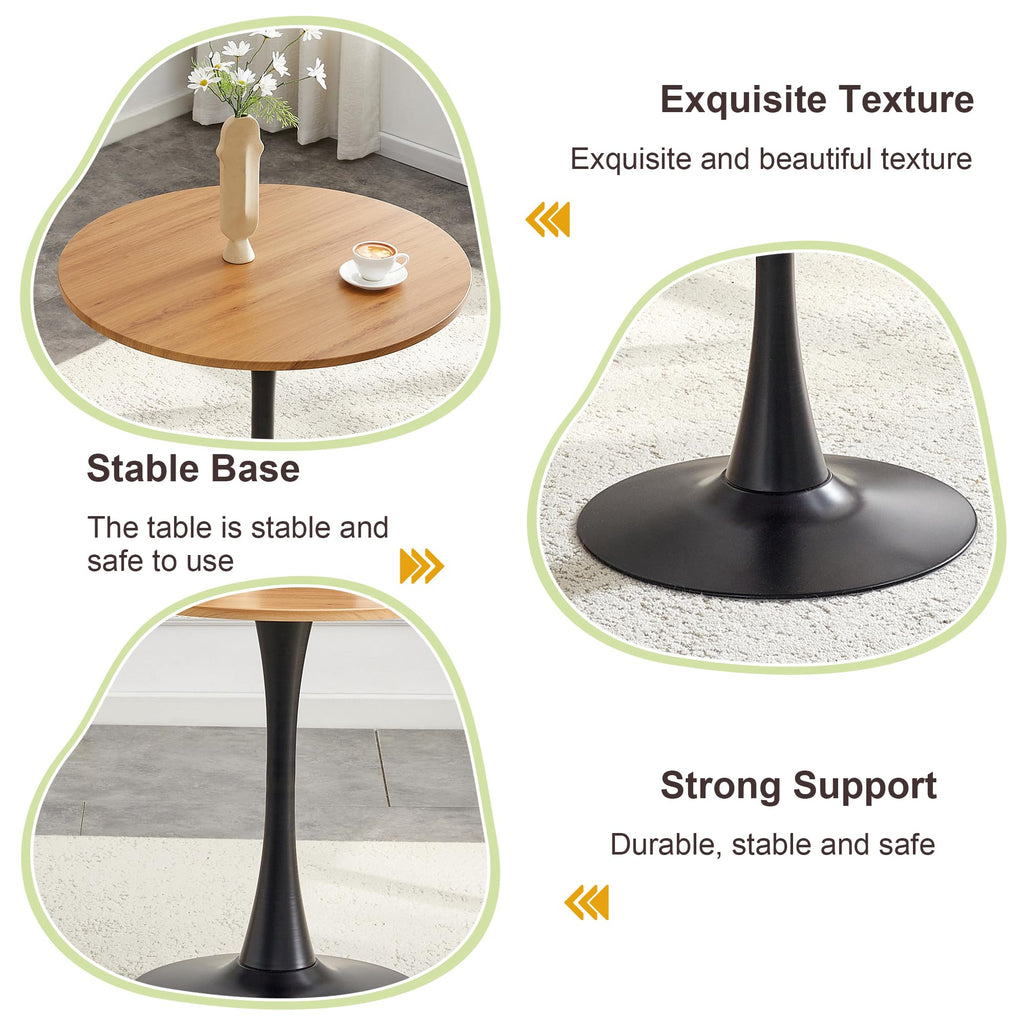 Inspired Saarinen Style Wood Round Dining Table for Small Space, 32" Tulip Tables with Metal Pedestal Base, Bistro Table for 2/3/4 People