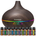 400ml Aromatherapy Essential Oil Diffuser 10 Oils Gift Set, Dark